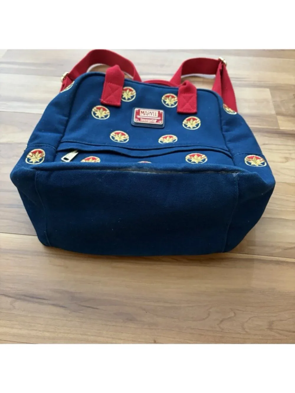Disney Parks Loungefly Captain Marvel Canvas Mini Backpack Blue Red